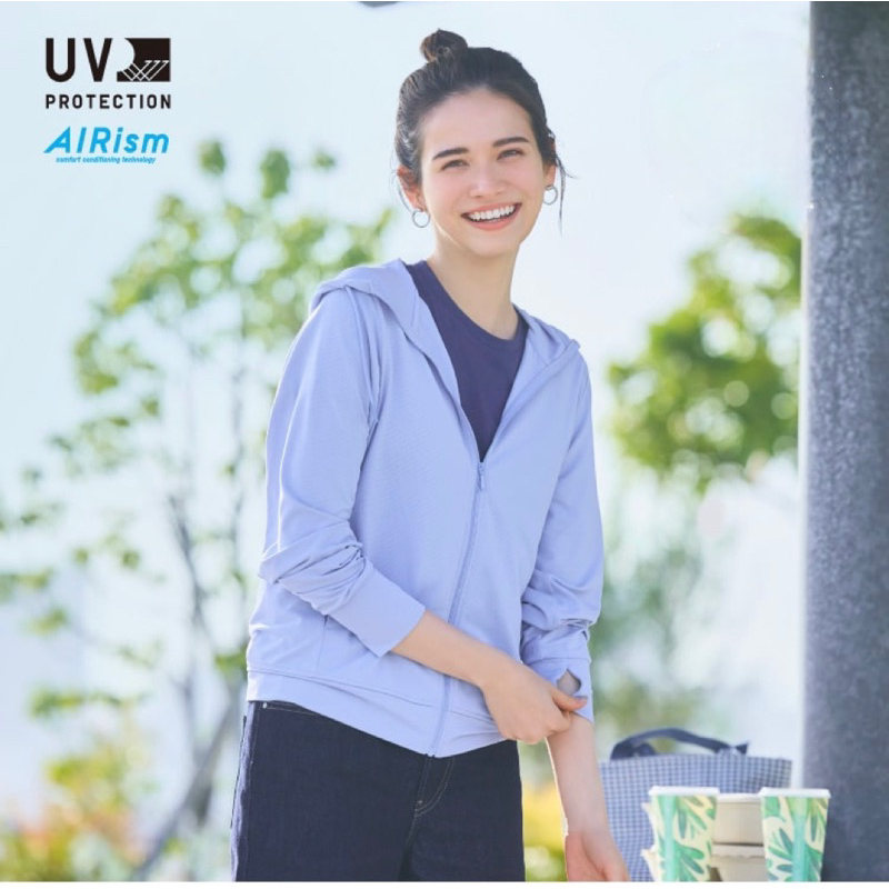 ยู-นิ-โคล่ เสื้อฮู้ด W's AIRism hoodie UV Protection ผ้าตาข่าย แอริซึ่ม มีฮู้ด รูดซิปหน้า