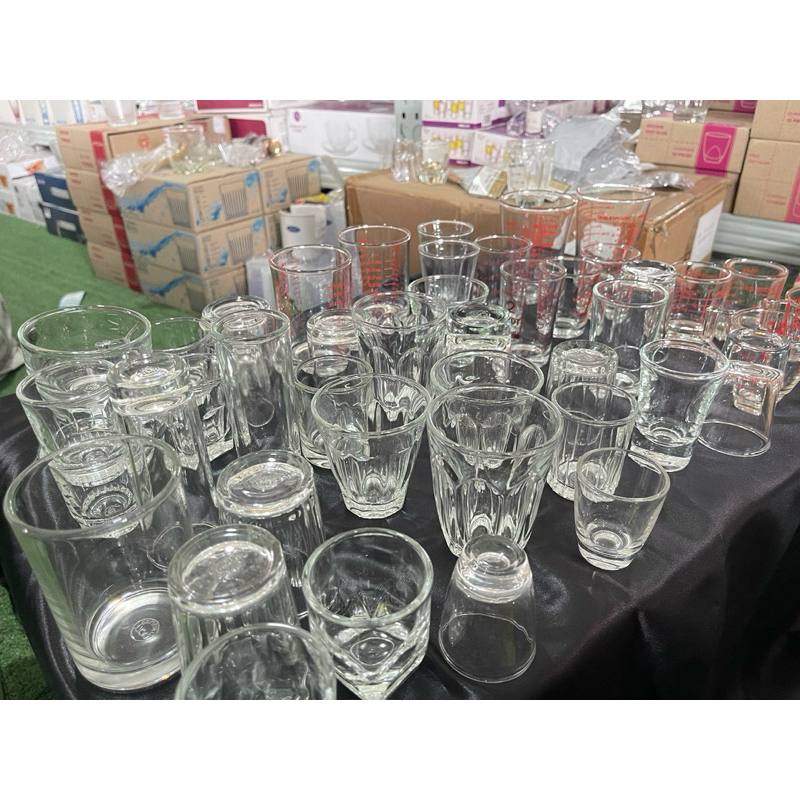 แก้วช็อต เป๊ก ค็อกเทล ไซรับ ใส่น้ำขึ้นหิ้งพระ มีขีดตวง สเกลวัด Shot glass * ราคาต่อใบนะคะ