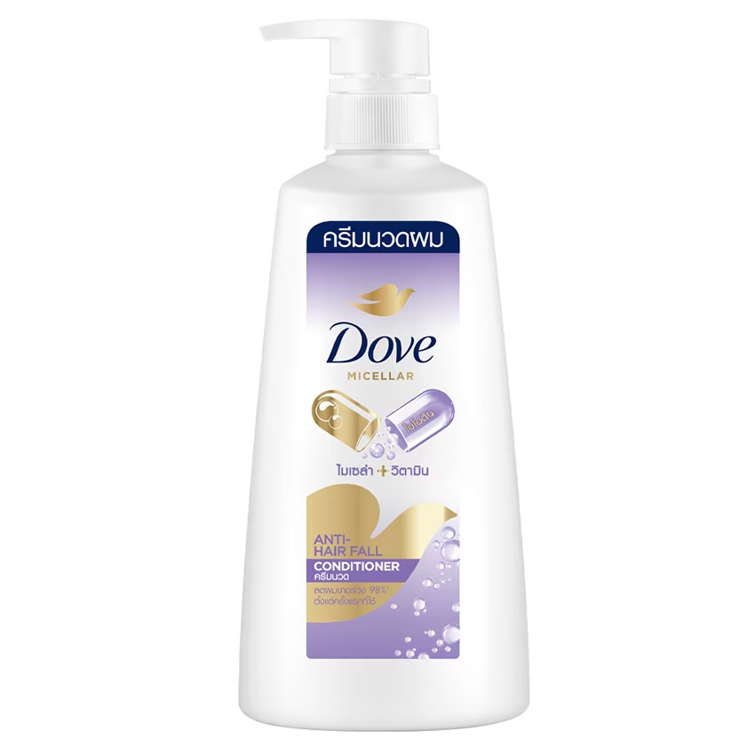 โดฟ คอนดิชันเนอร์ ไมเซล่า แอนตี้ แฮร์ฟอล นอริชเม้นท์ สีม่วง ขนาด 410 มล. DOVE CONDITIONER ANTI HAIRFALL410 ML.