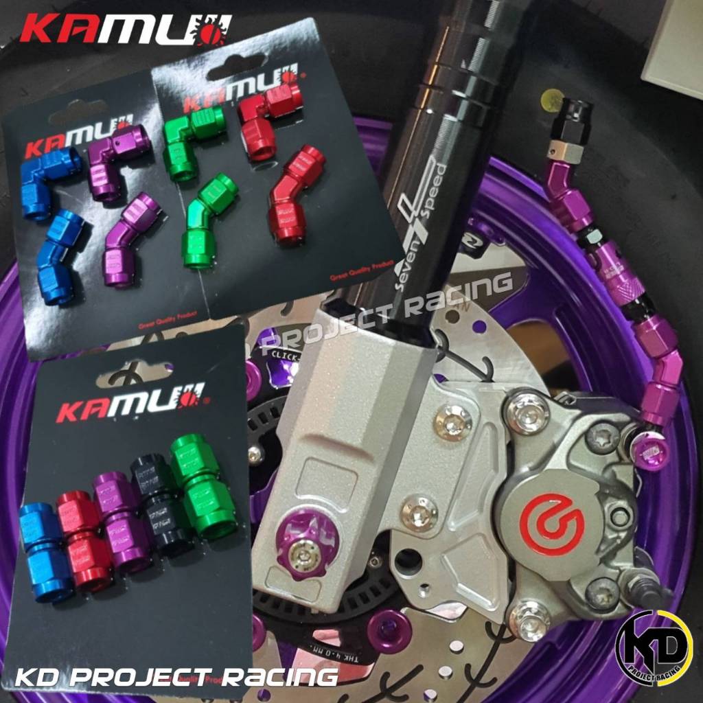 หัวสายเบรค Kamui เมีย+เมีย 45 องศา และ 90 องศา และต่อตรง ขนาด 3/8
