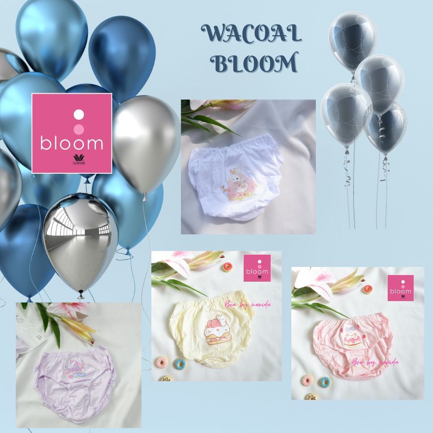 ใหม่ชนช็อป🍊WACOAL BLOOM 🍊Size M  รูปแบบ Half ลายน้องๆ สุด Cute กางเกงในร้อยยาง ผ้า cotton 1oo %