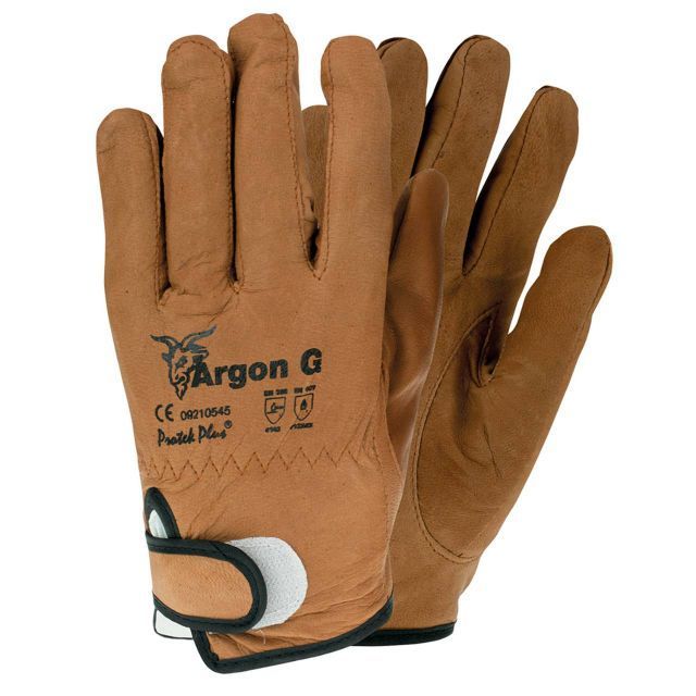 ถุงมือเซฟตี้ Argon G ถุงมืองานเชื่อมไฟฟ้า ก๊าซอาร์กอน ทำจากหนังแพะ ข้อมือตีนตุ๊กแก