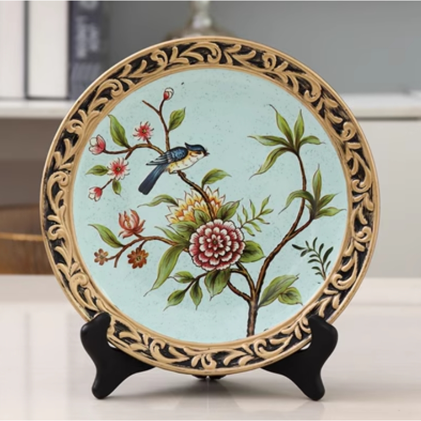 จานเซรามิก จานตั้งโชว์สไตล์ยุโรป ขนาดรวมฐาน 20/21cm. จานเซรามิกเสริมฮวงจุ้ย - รูปที่ 3