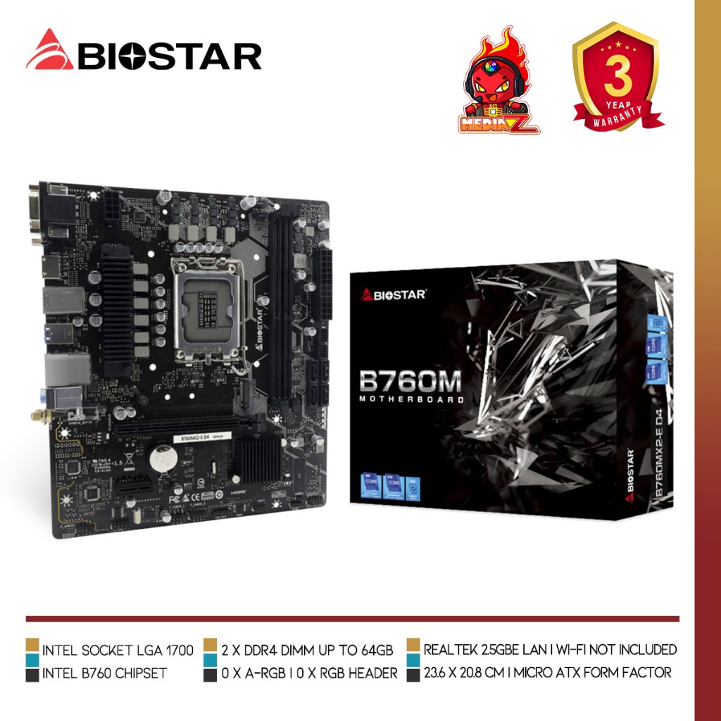 ส่งด่วน+โค้ดลด MB B760MX2-e D4 option wifi Biostar Intel Gen 12th 13th 14th Mainboard B760M
