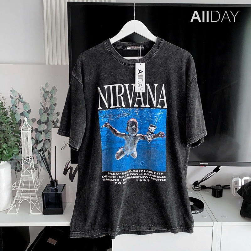 เสื้อยืดวินเทจ ลายวงNIRVANA  ใส่ได้ทั้งชายและหญิง งานป้าย  ✅ของแท้100%