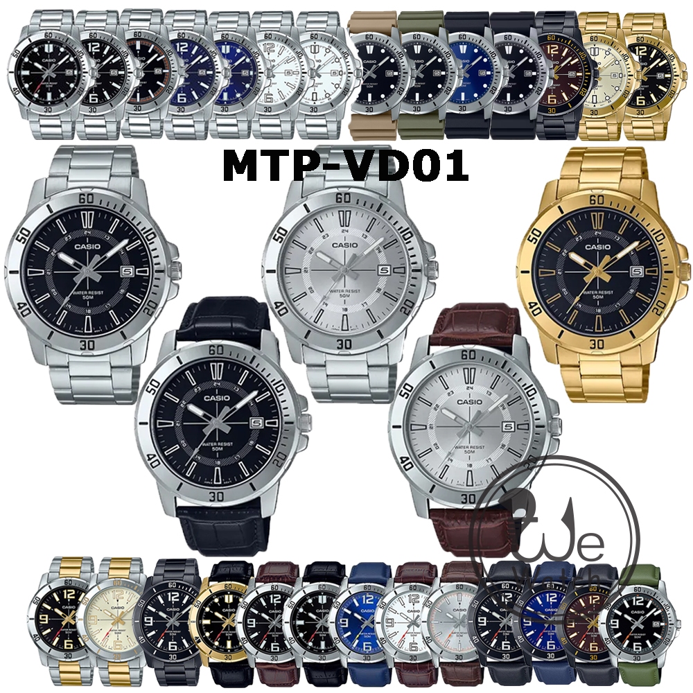 Casio ของแท้ รุ่น MTP-VD01B MTP-VD01D MTP-VD01SG MTP-VD01G MTP-VD01L นาฬิกาชาย ทรง Sport ขนาด 45 มม. ประกัน1ปี MTPVD01