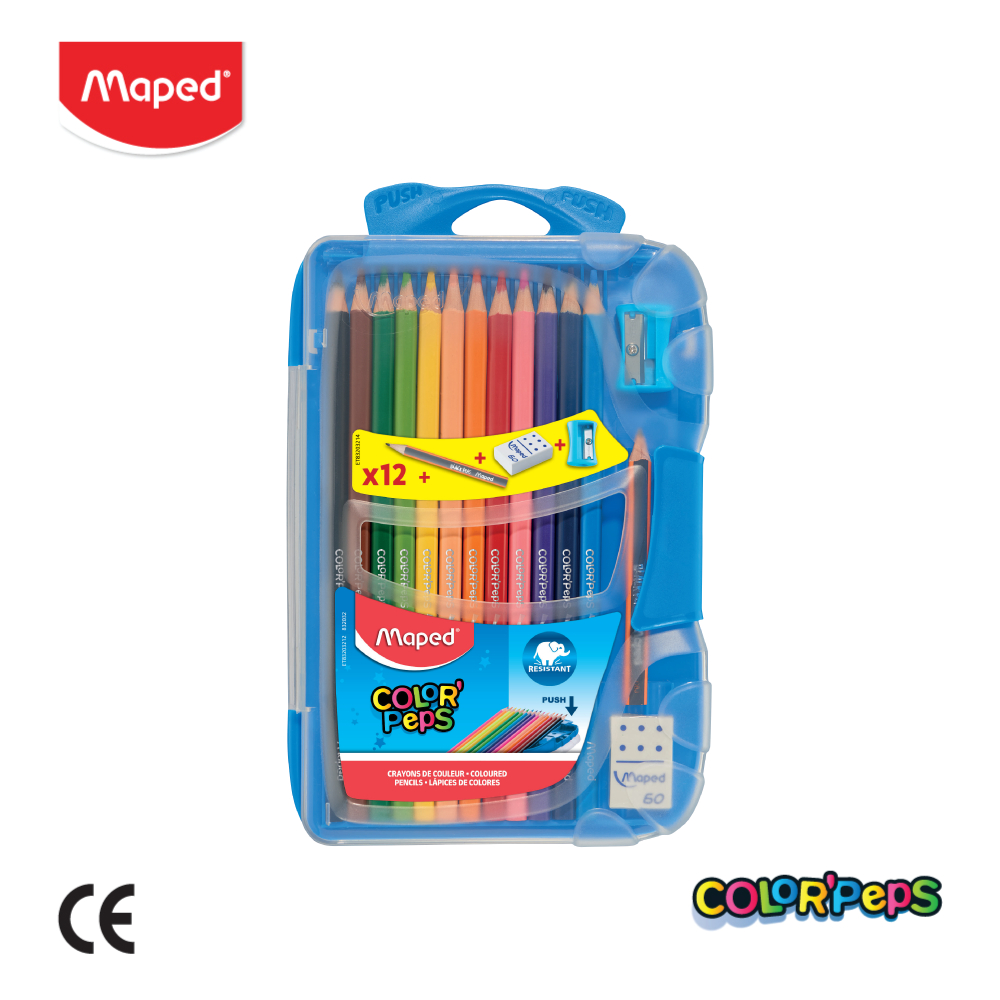 Maped (มาเพ็ด) ชุดสีไม้ 12 สี 'PEPS สีไม้ด้ามสามเหลี่ยม Maped รหัส CO/832032