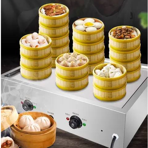 เครื่องนึ่งติ่มซำ เครื่องนึ่งซาลาเปา 4หัว/6หัว High Efficiency Electric heat table six-hole📌 มีพร้อมส่ง
