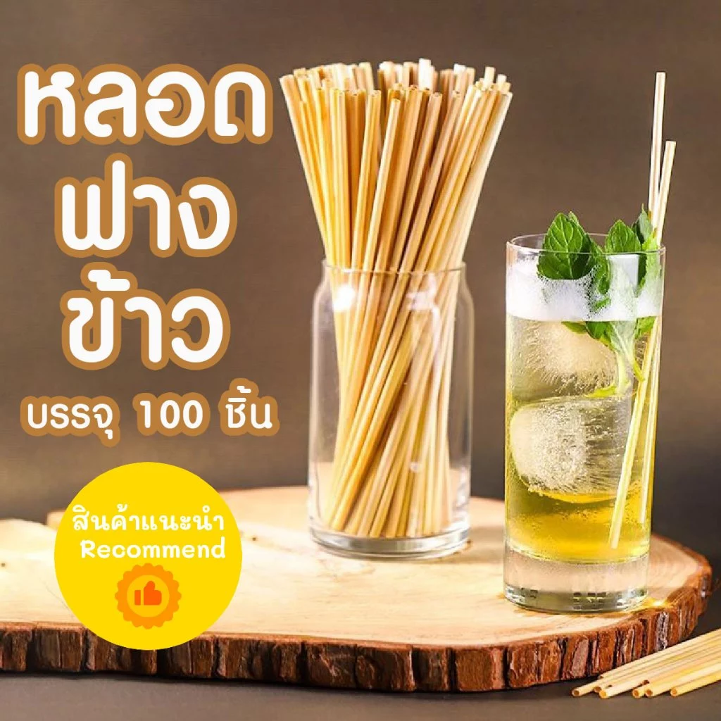 P216 หลอด หลอดฟางข้าว เป็นมิตรต่อสิ่งเเวดล้อม ( 100 ชิ้น ) หลอดธรรมชาติ หลอดรักษ์โลก ลดโลกร้อน SP
