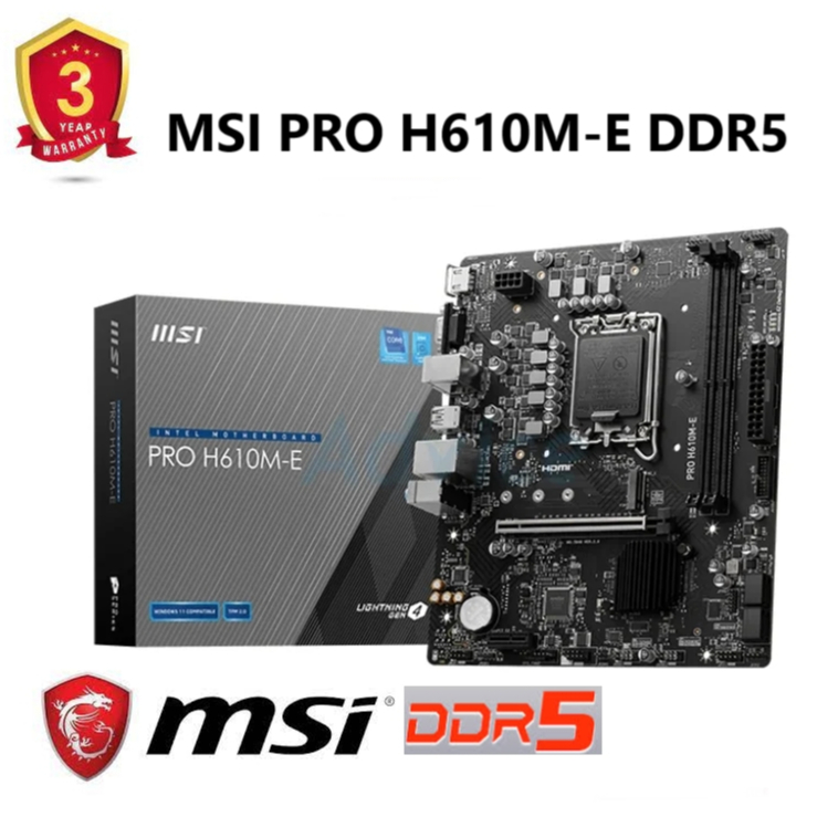 MAINBOARD (เมนบอร์ด) MSI PRO H610M-E (DDR5) ประกัน 3 ปี