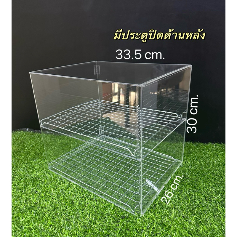 ตู้ใส่อาหาร ตู้ใส่หมูปิ้ง ตู้ใส่ขนมอะคริลิค 33.5x30x26cm.ประตูเปิดขึ้นบน