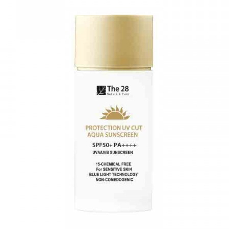 The 28 ครีมกันแดด Protection UV CUT Aqua Sunscreen SPF 50+ PA++++ (40ml) โลชั่นกันแดดเนื้อน้ำนมบางเบ