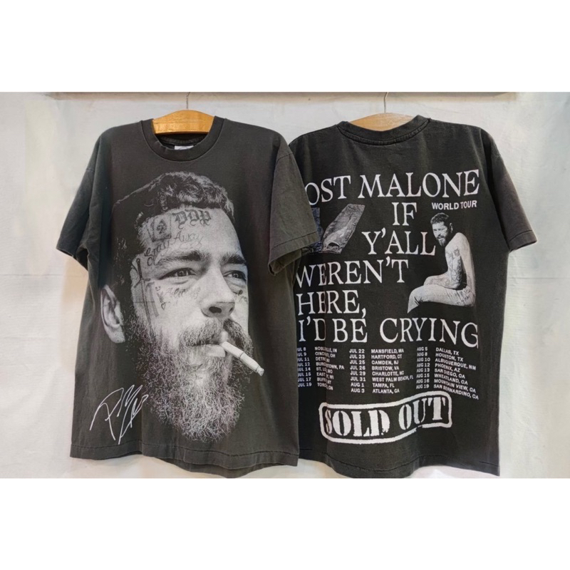post malone เสื้อผ้าฟอก ผ้าเฟดbio เสื้อวินเทจ