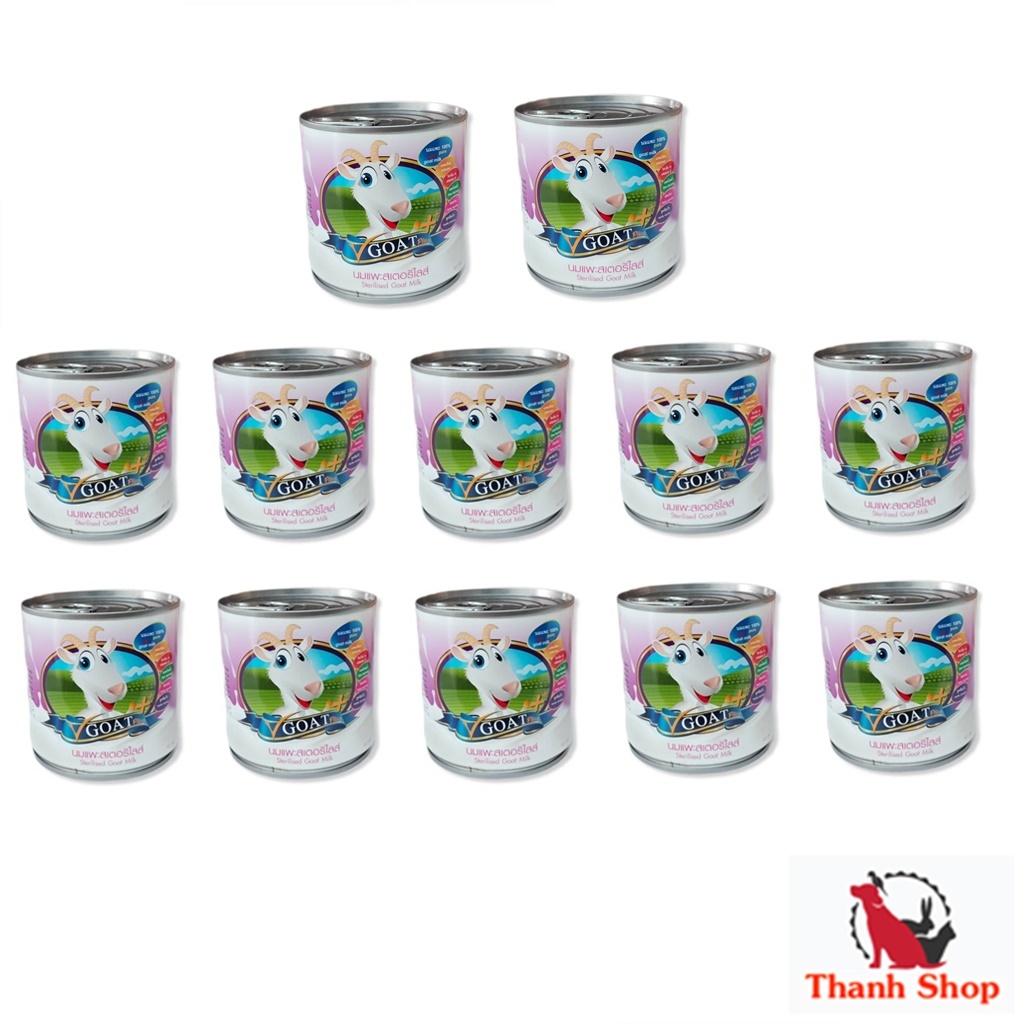 12 กระป๋อง นมแพะสด แท้ V-Goat Plus/  เมืองโอ่ง 400 mL เกษตรกร ราชบุรี สำหรับสุนัข แมว ลูกสัตว์เล็ก