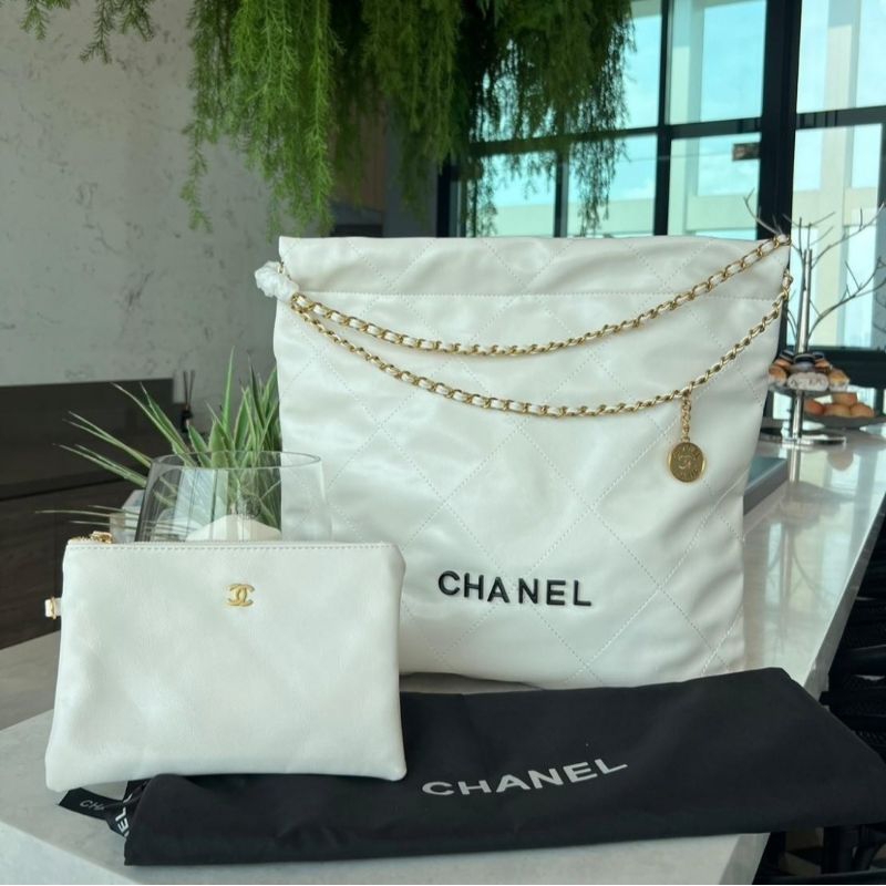 ส่งฟรี🔥กระเป๋าสะพายข้าง Chanel สีขาว ใบใหญ่ ผู้หญิง
