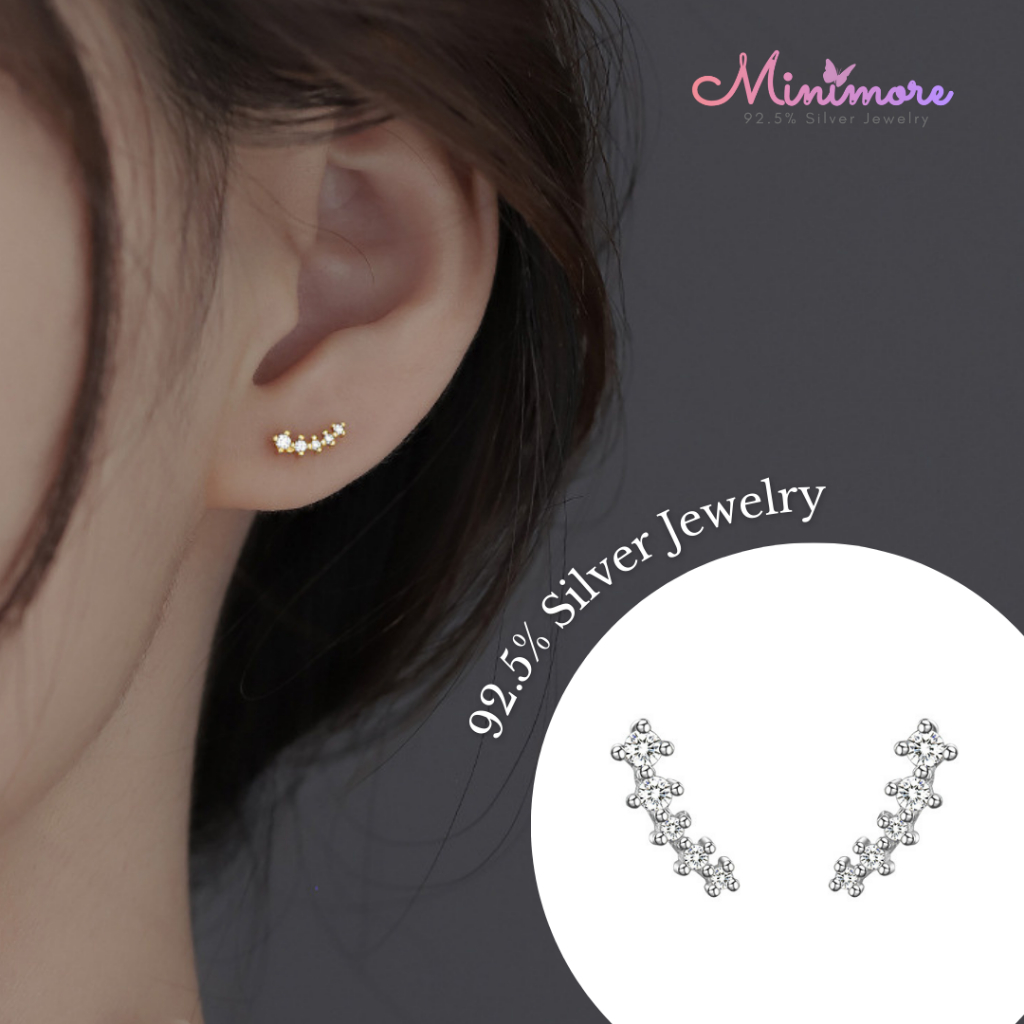 [SE440]🌟ต่างหูเงินแท้ 92.5%🌟 ต่างหูเพชร CZ ทรงพระจันทร์เสี้ยว🌙 เหมาะกับคนแพ้ง่าย 925