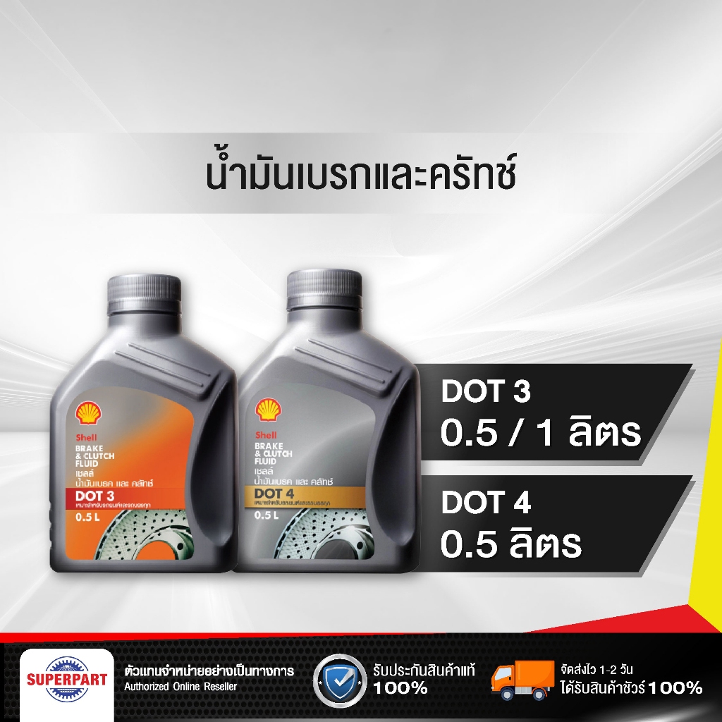 น้ำมันเบรค/ครัทช์ Shell Dot3 (0.5, 1L) /Dot4 (0.5L)  Brake&Clutch Fluid (1008919