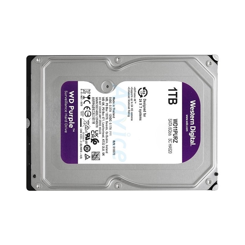 WD 1 TB HDD CCTV PURPLE (5400RPM, 64MB, SATA-3, WD11PURZ) - A0154795