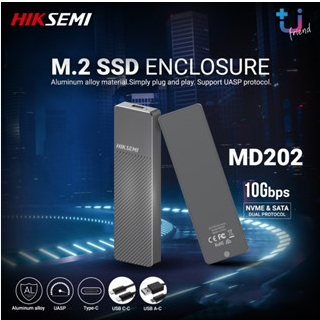 HIKSEMI MD202  M.2 NVMe and SATA SSD Enclosure Aluminum, RTL9210B Chips, 10Gbps