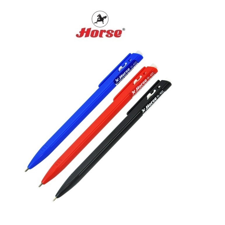 HORSE (ตราม้า) ปากกาลูกลื่น H-402 แบบกด ตราม้า 0.7มม. จำนวน 1 ด้าม