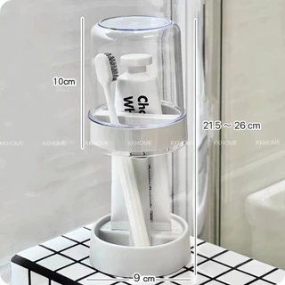 ถาดวาง+แก้วบ้วนปาก ที่ใส่แปรงสีฟัน ชั้นวางแปรงสีฟันไฟฟ้า แบบพกพา KKHOME