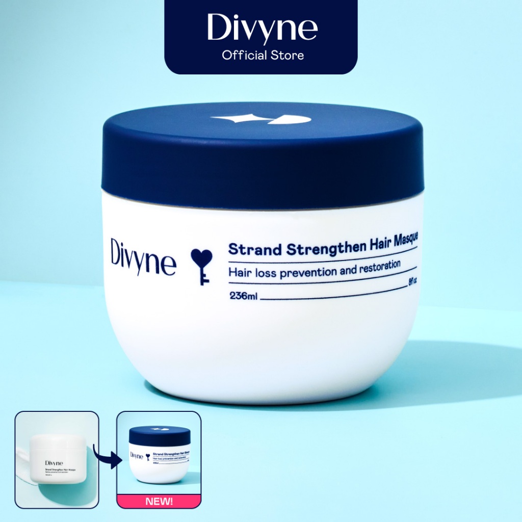 Divyne (ดิไวน์) มาส์กผม บำรุงผมเสียหนัก ลดผมร่วง ผมแห้งแตกปลาย Strand Strengthen Hair Masque. 236ml.