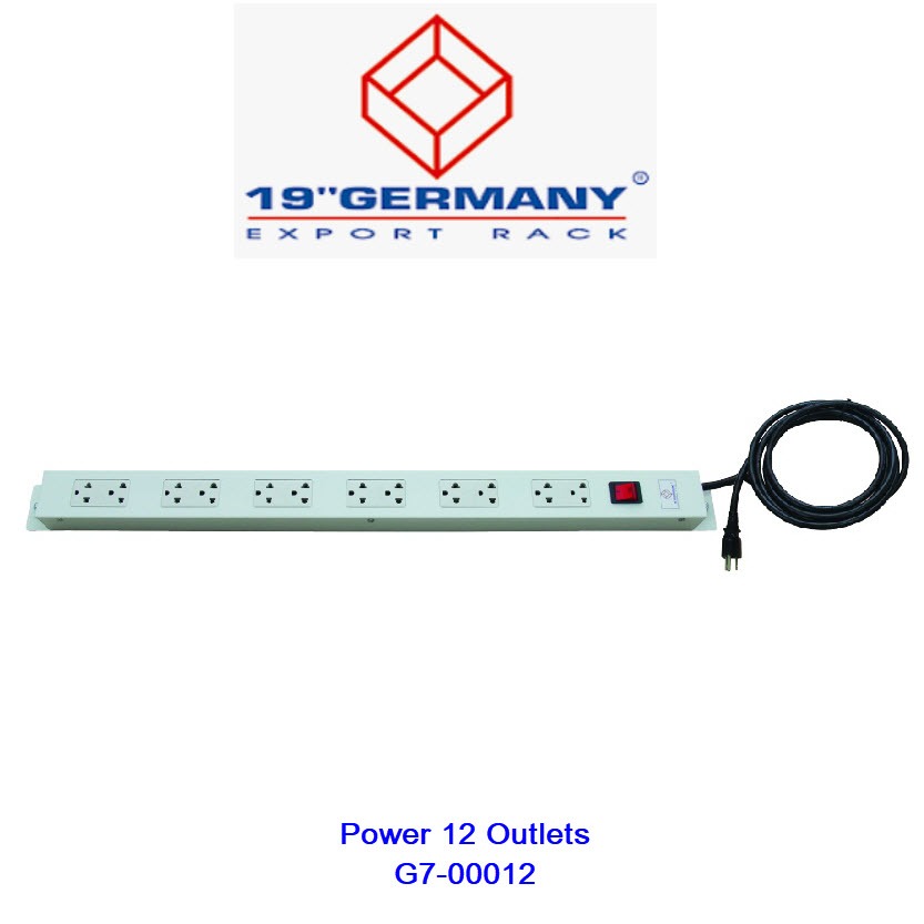 German Rack G7-00012 19" GERMANY AC Power Distribution 12 Universal Outlet w/Cable 3 M.
