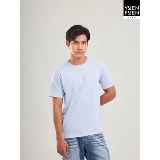YuenPuen เสื้อยืดคอกลม สีฟ้าท็อปดราย ยืนพื้น ไม่ยืด ไม่ย้วย ไม่ต้องรีด สีพื้น เนื้อผ้านุ่มใส่สบาย