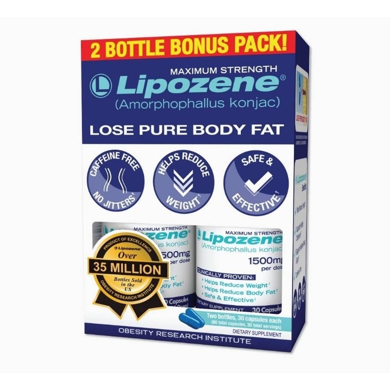 พร้อมส่ง Lipozene Diet Pills - 2 Bottles of 30 Capsules, 60 Capsules Total