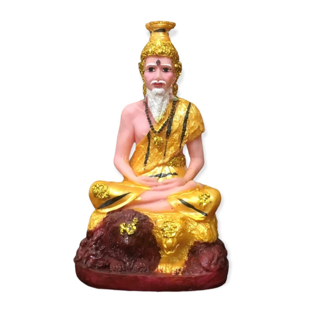 ปู่ฤาษีตาไฟ นั่งเสือสิงห์ ห่มเหลือง กว้าง 9นิ้ว สูง 6นิ้ว