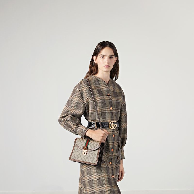 กระเป๋าสะพายกระเป๋าถือคลาสสิกสตรี gucci ใหม่จัดส่งจากฝรั่งเศส/กระเป๋า OPHIDIA SMALL TOP HANDLE BAG WITH WEB