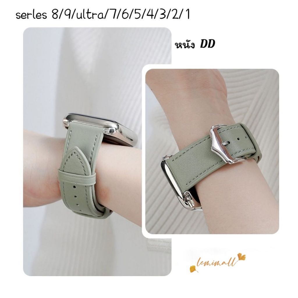 สายนาฬิกาข้อมือหนังสาย Watch10 9 8 7 6 se 8 ultra ขนาด 38/40/41/42/44/45/49/46mm ใหม่บางสายหนัง ปรับง่าย DD