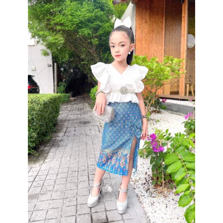 (รหัสKa)ชุดผ้าไทยเด็กผู้หญิง ชุดไทยประยุกต์ ไม่รวมเครื่องประดับ สวมใส่ได้ทันสมัยได้ทุกโอกาส