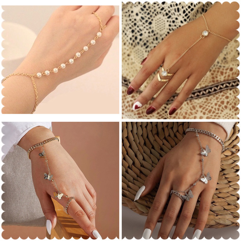 สร้อยมือโซ่ทองประดับมุก สวยหวาน พร้อมส่ง