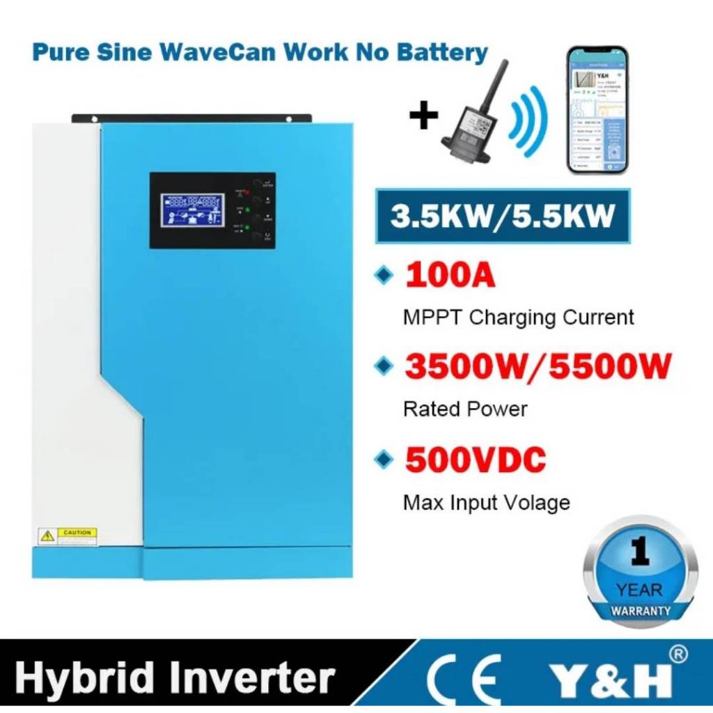 Y & H 3.5KW/5.5KW Hybrid Soalrอินเวอร์เตอร์MPPT 100A 500VDC อินเวอร์เตอร์พร้อมWiFIอินเวอร์เตอร์พลังง
