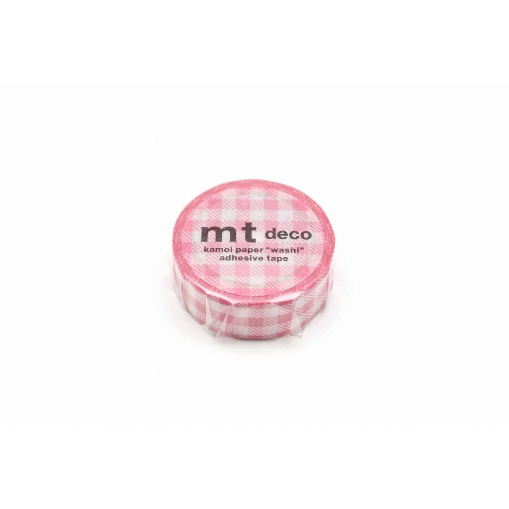 mt masking tape stripe checkered pink (MT01D548) / เทปตกแต่งวาชิ ลาย stripe checkered pink แบรนด์ mt masking tape