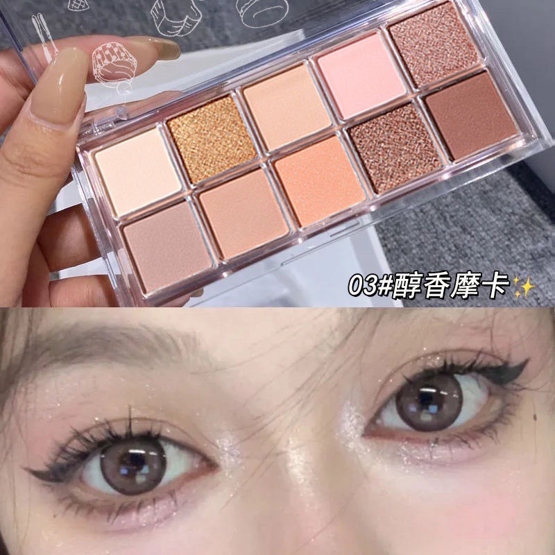 N384 LAMEILA พาเลทอายแชโดว์ เนื้อแมท ประกายชิมเมอร์ สีสวย ติดทน กันน้ำ 10 สี