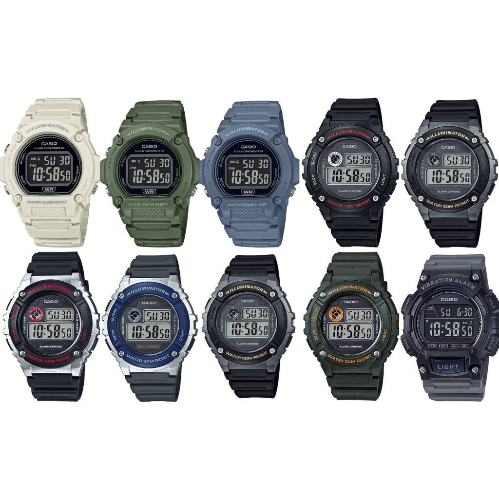 Casioแท้ รุ่น W-216H W-219HC W-219H W219H W-736H นาฬิกาผู้ชาย/ผู้หญิง/เด็ก ประกันศูนย์ CMG