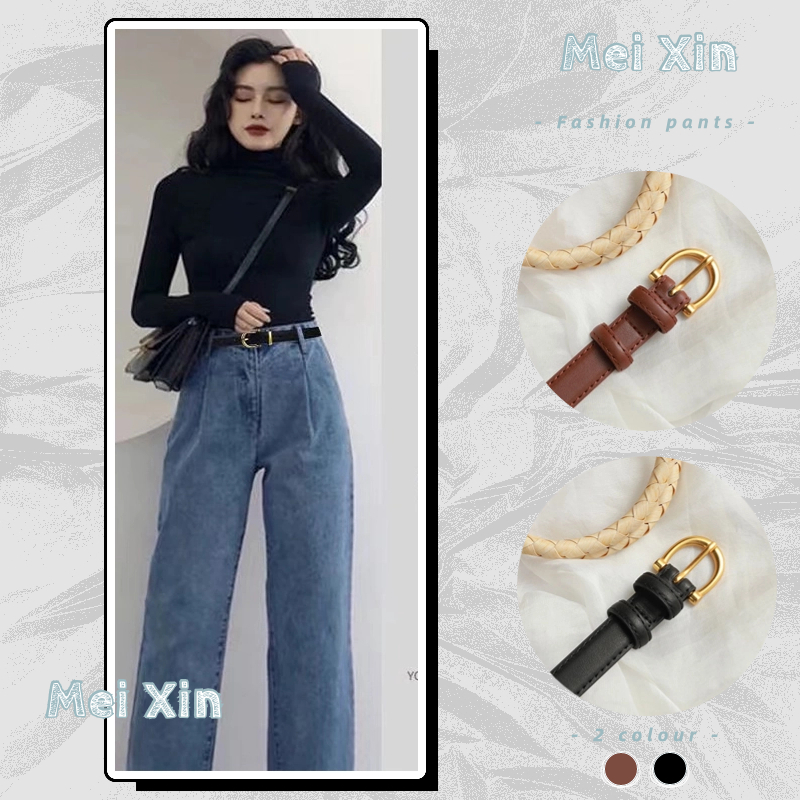 Mei Xin เข็มขัดหนังนิ่ม คุณภาพสูง แฟชั่นสําหรับผู้หญิง เข็มขัดแฟชั่นผู้หญิงเกาหลี เข็มขัดเส้นเล็ก เครื่องประดับสตรี