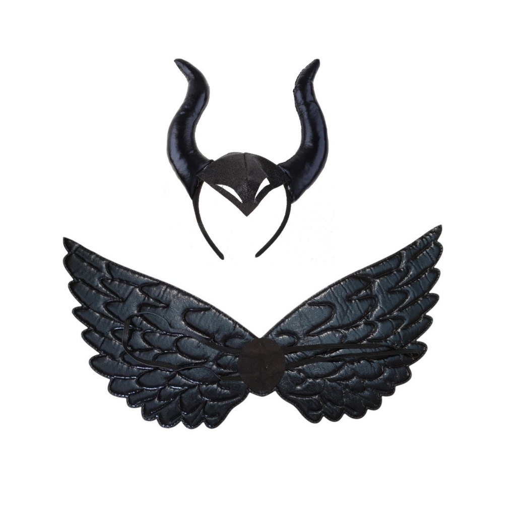 เซ็ต มาเลฟิเซ้นต์ นางฟ้า ปีศาจ คอสเพลย์ แฟนซี ฮาโลวีน Maleficent Set / Maleficent Wings and Headband / Halloween Prop