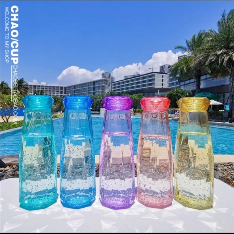 ส่งฟรี​/ส่งไว ขวดน้ำ ขวด ขวดแก้ว คริสตัล กระบอกน้ำ แบบใส 420ml.