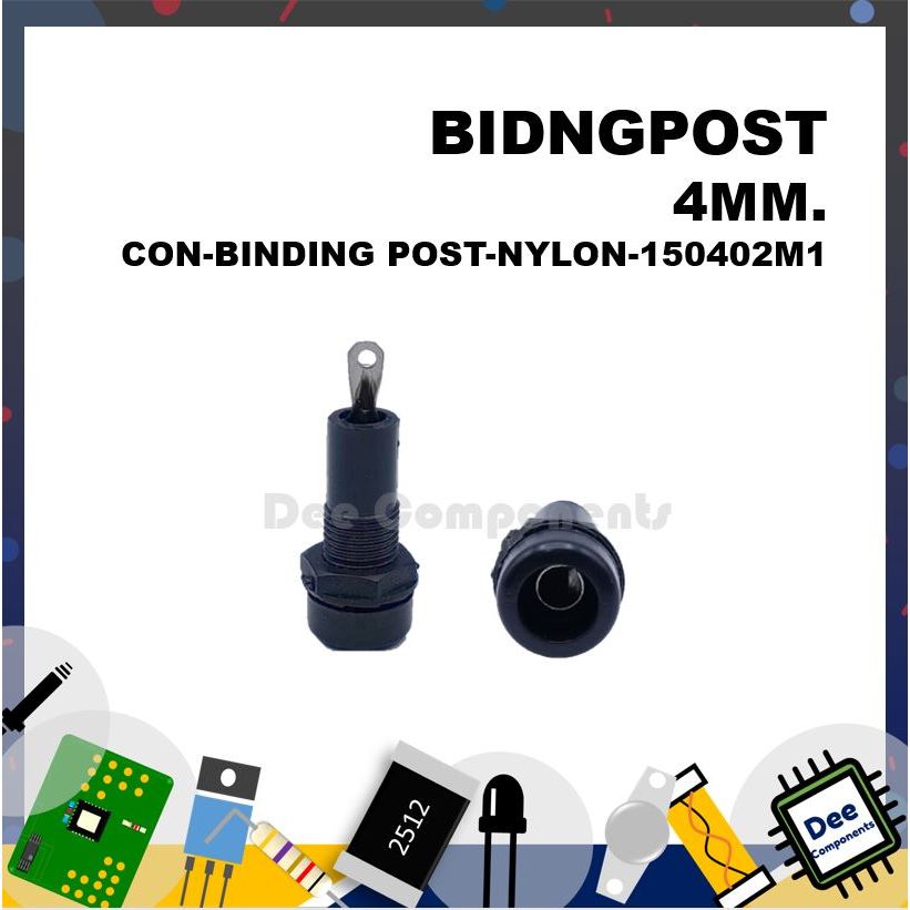 BIDNGPOST 4MM. BIDINGPOST NYLON BLACK Binding Post CON-BINDING POST-NYLON-150402M1 (แพ็ค 8 ชิ้น)