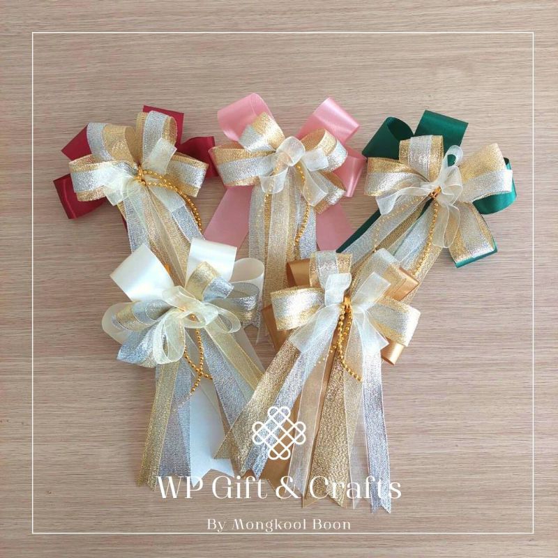 โบว์ขนาด  4*8/5*9นิ้ว  NEW!!!  (โบว์ติดของขวัญ , โบว์ติดสังฆทาน , โบว์ติดกระเช้า , โบว์ติดตะกร้า)