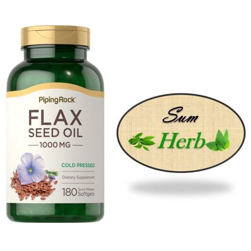 (พร้อมส่ง) PipingRock Flaxseed Oil, 1000 mg, 180 Quick Release Softgels.