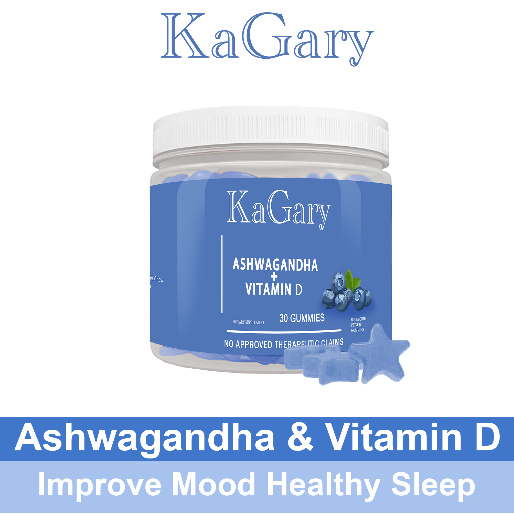 Kagary Ashwagandha Vitamin D Gummies Improve Sleeping Relieve stress Cure Mood  Anxiety KSM-66 Supol