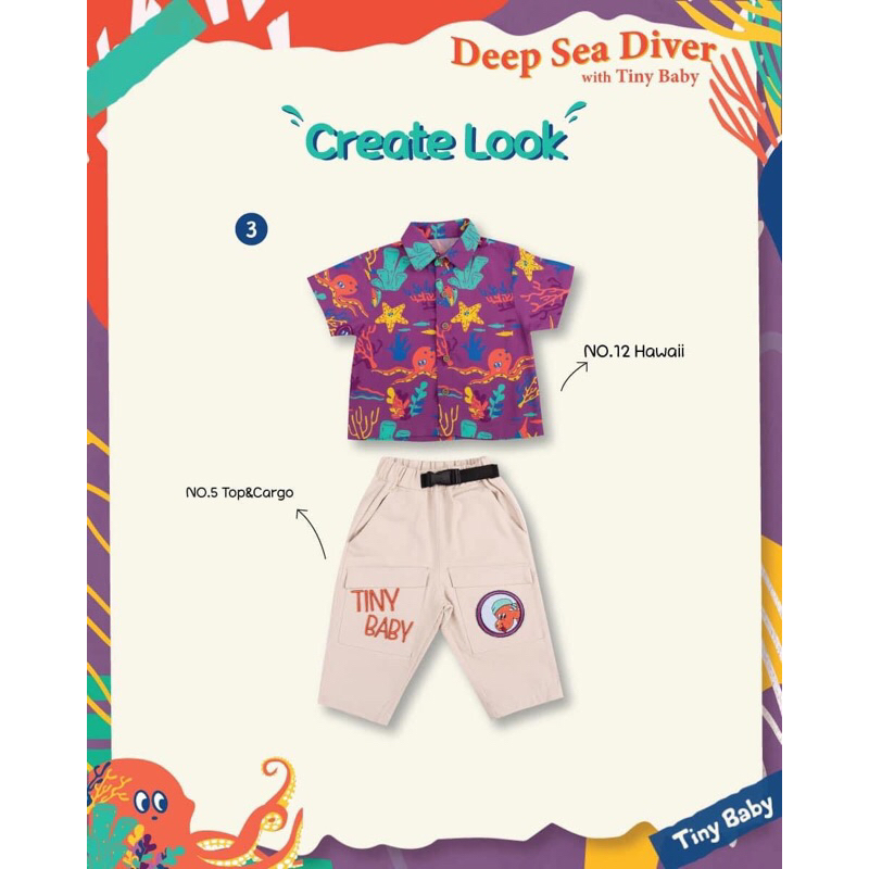 Tiny baby deep sea diver ชุดเซตเสื้อกางเกง มาในตีมท้องทะเลของแบรนด์ tiny baby ชุดเด็ก