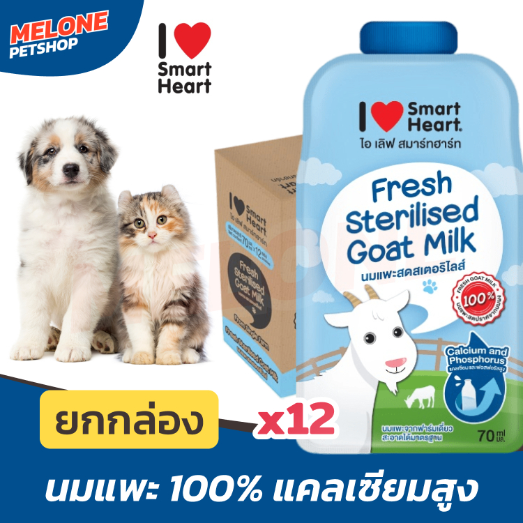 Smartheart นมแพะ นม ลูกสุนัข ลูกแมว 70g ยกกล่อง 12 ซอง