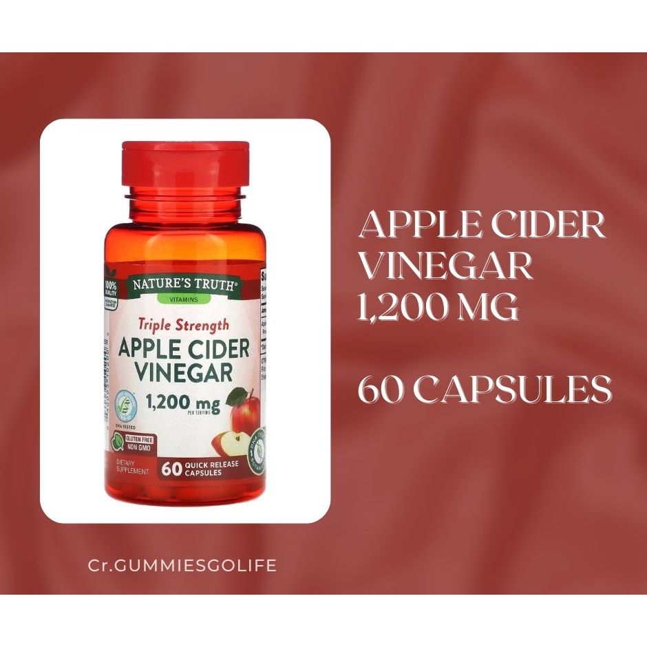 [พร้อมส่ง!] Nature's Truth Apple Cider Vinegar  น้ำส้มสายชูหมักแอปเปิ้ล 1,200 mg. ขนาด 60 เม็ด