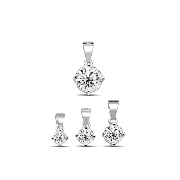 [พร้อมส่ง] (Pendant/เฉพาะจี้) : 925 Sterling Silver Cubic Zirconia Pendant จี้เงินแท้ 925 ลูกบาศก์เซ