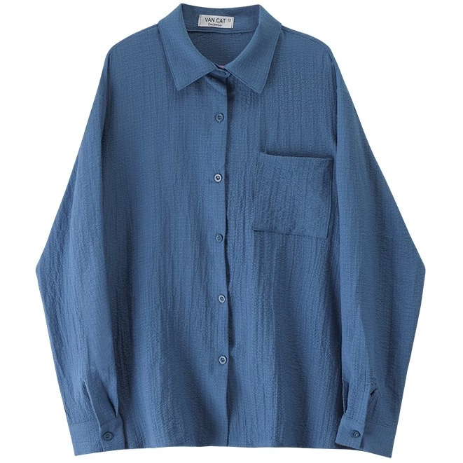 ล้างสต็อก⚡️ CT496 มาใหม่ เสื้อเชิ้ตสตรี ผ้าฝ้าย แขนยาวคอปก แบบสาวญีปุ่น ทรงหลวม free size มี6สีให้เลือก - รูปที่ 7